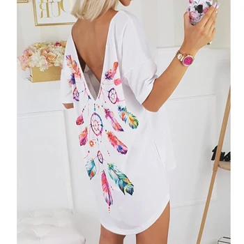 

Women's blouse Round Neckline Temperament Commutershirt Seven Point Sleeve Shirt Monochrome Printed Irregular Women's Blouse