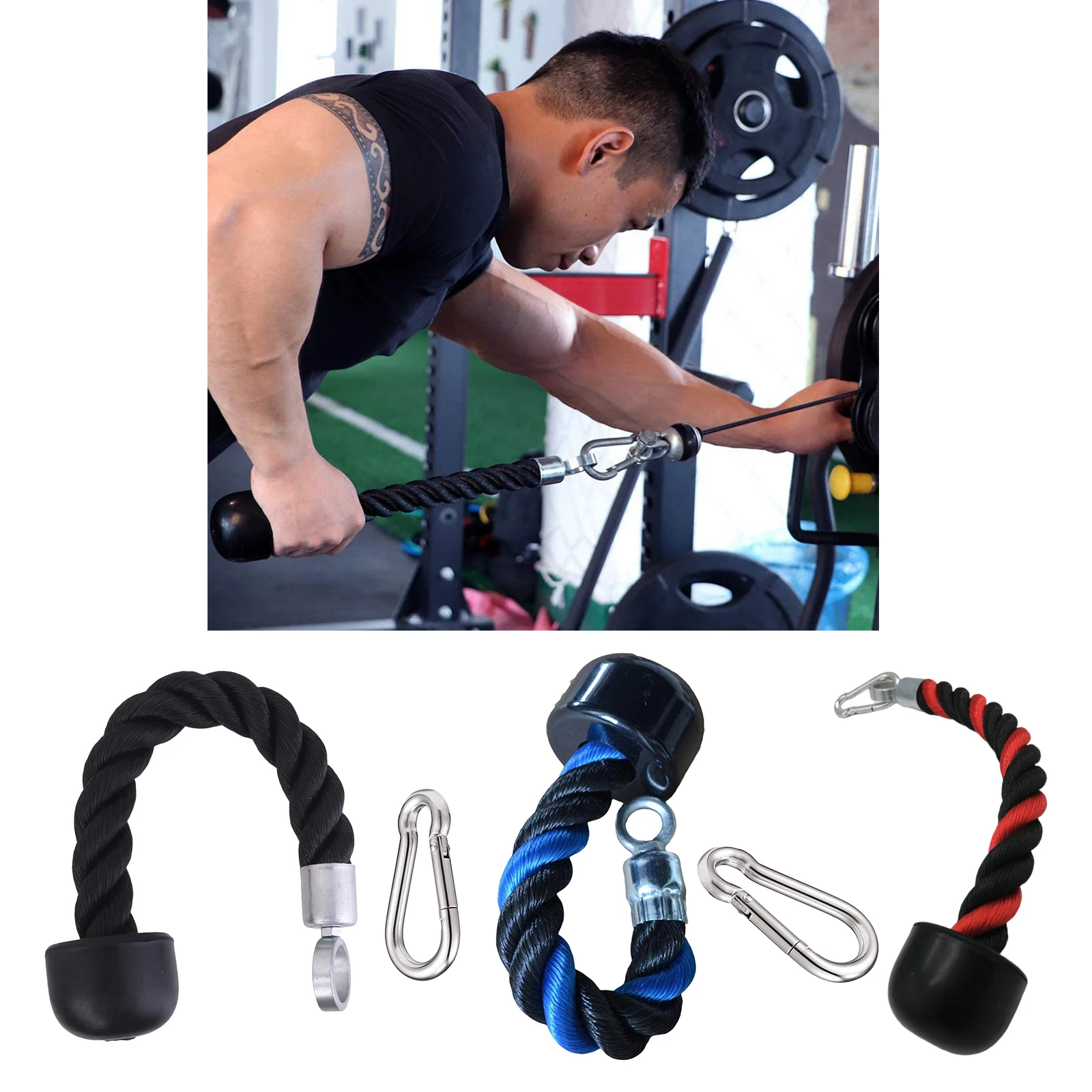 Tricep Rope Training Pull Down Abdominal Muscle Crunches Cable Home Gym Fitness 