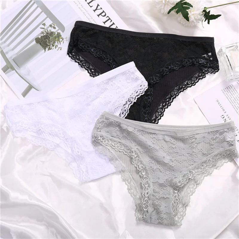 Женские трусики из хлопка с кружевами милые цветочным принтом нижнее белье для