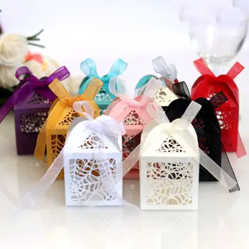 

50pcs/set Halloween Spider Web Laser Cut Hollow Favors Gifts Candy Box with Ribbon Baby Shower Wedding Party Supplies