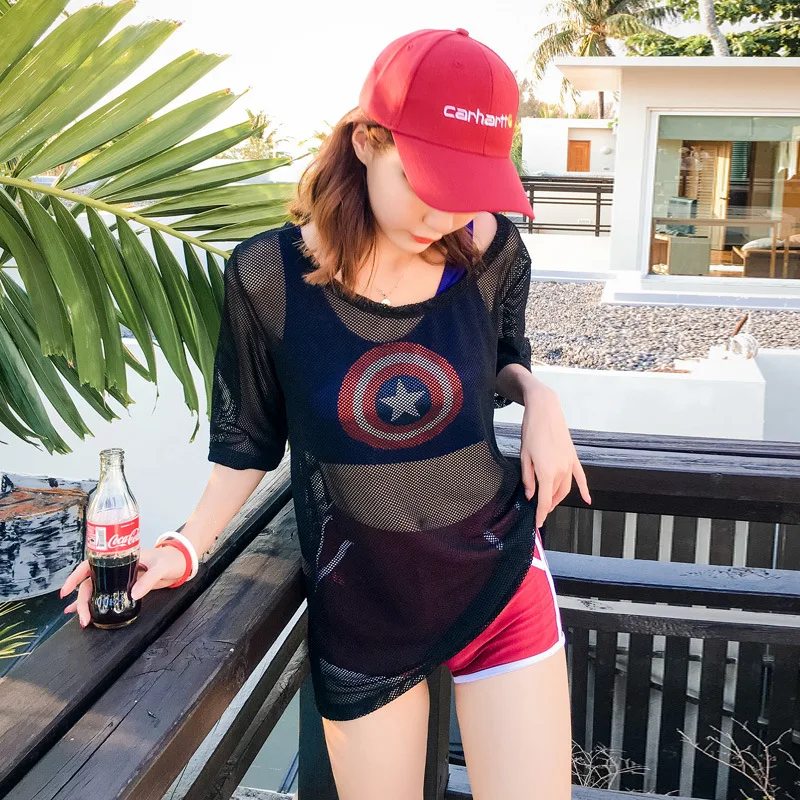 

Special Offer New Style Europe And America WOMEN'S Split Bikini Three-piece Set Sports Printed Letter Swimsuit with Shoulder Str