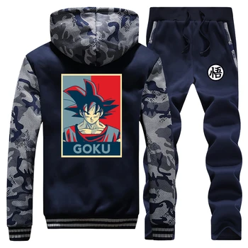 

Dragon Ball Z Hoodies Super sai yan Gohan Pants Set Men Japan Anime Tracksuit Coat Track Suit Winter Thicken Jacket 2 Piece Sets