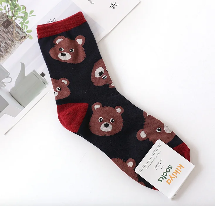 Для женщин Милые Носки с рисунком теплые носки для зимы с хлопкового нижнего белья с рисунком медведя; модные Harajuku носки-панды 5 пар/лот