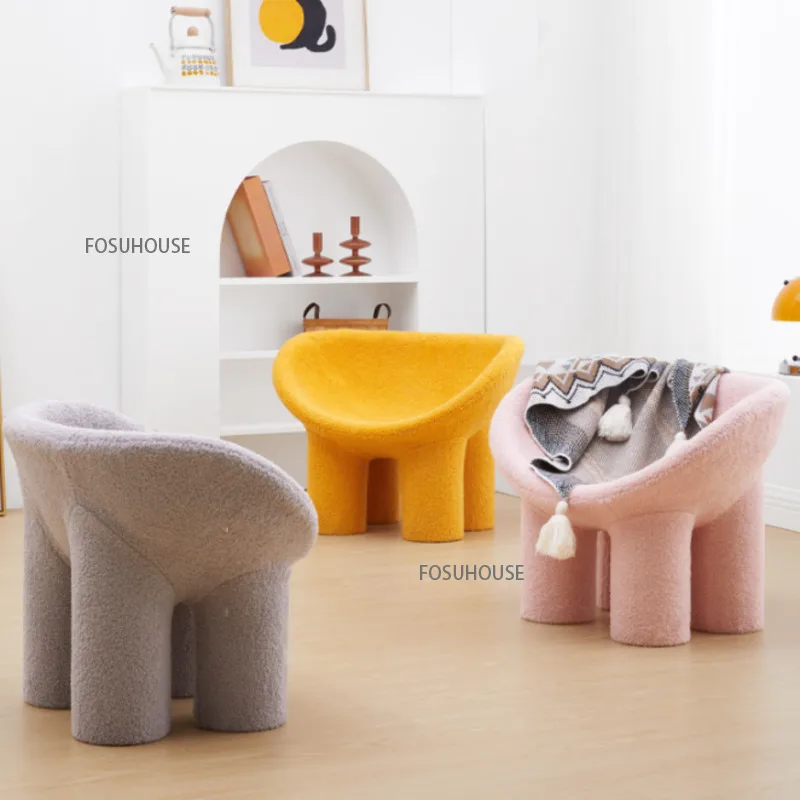 Nordic Living Room Chair Flannel Elephant Leg Chair Design Lamb Wool Living Room Furniture