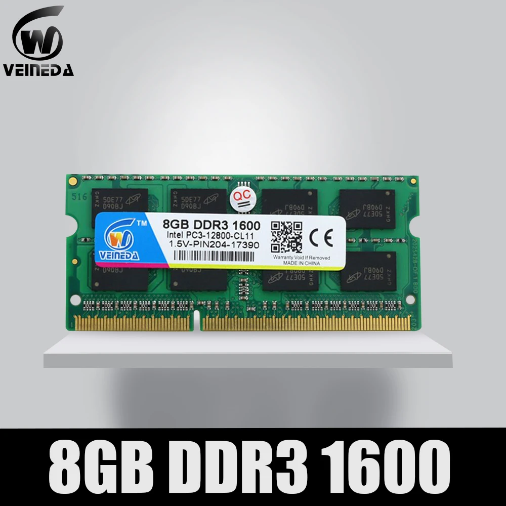 Память VEINEDA DDR3 для ноутбука 8 ГБ ОЗУ Sodimm 1 5 в ddr3 1333 МГц 1600 Ram ddr 3 204pin AMD Intel | Компьютеры