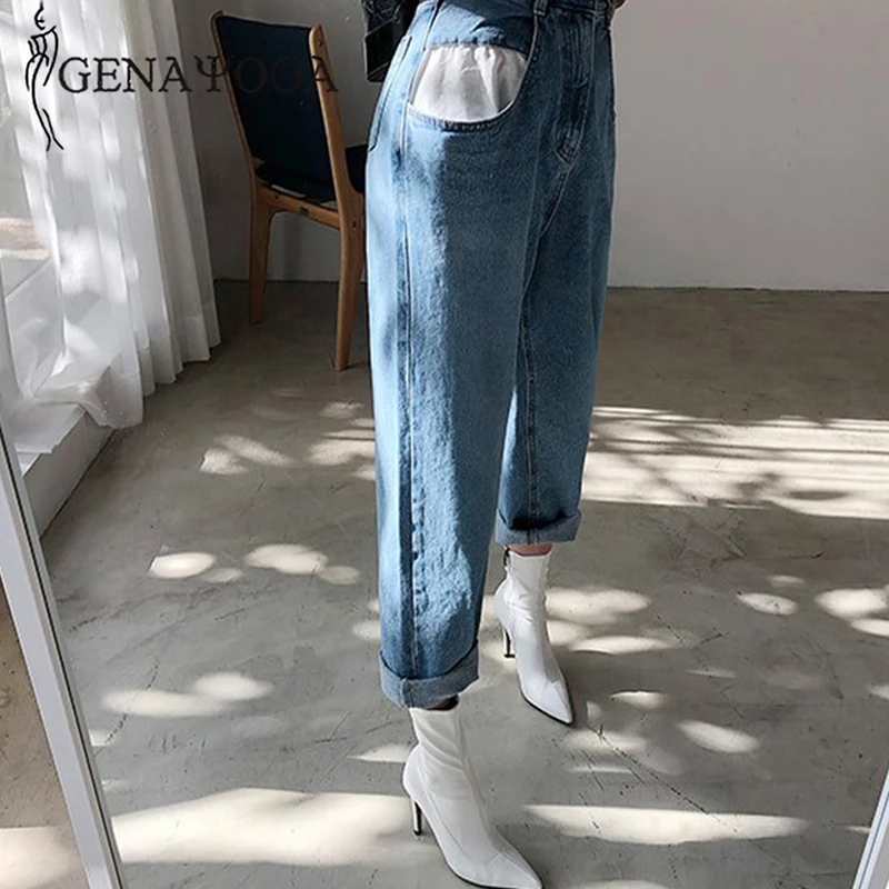 Genayooa джинсы высокого качества женские джинсы с высокой талией корейские Befree джинсы для женщин в стиле бойфренд осень зима джинсовые брюки