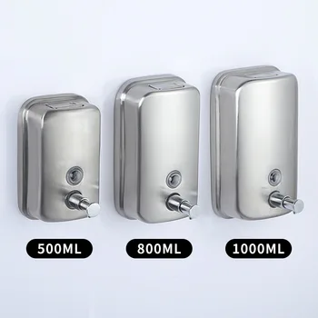 

Bathroom wall-mounted manual soap dispenser,Stainless steel kitchen dish soap container 500ml/800ml/1000ml