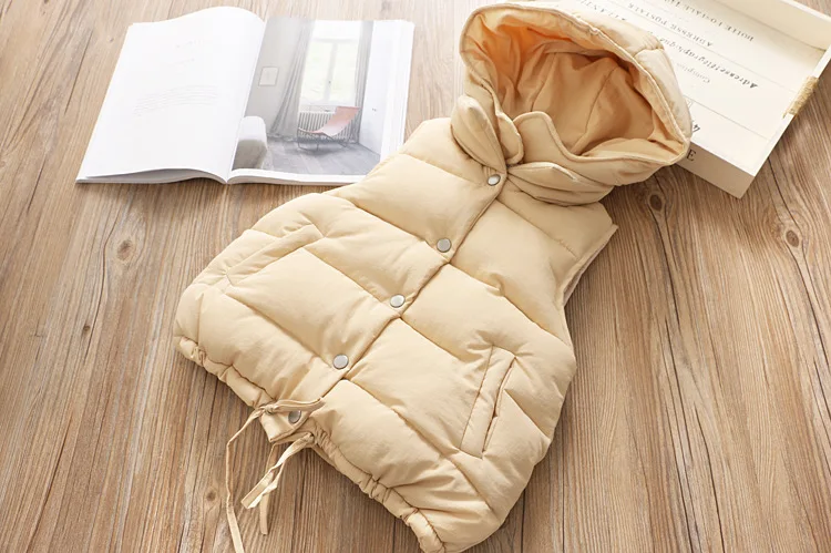 Winter Children's Warm Vest Girls Hooded Vest Cotton Padded