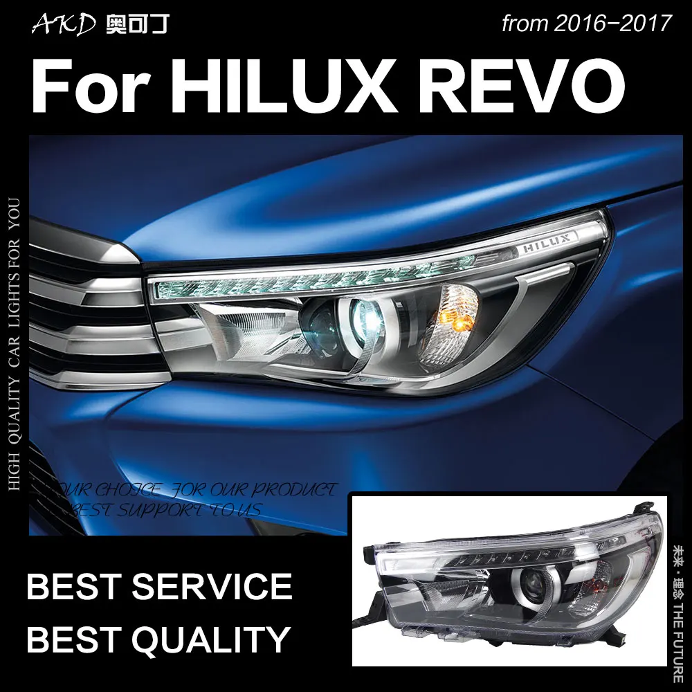AKD автостайлинг для Toyota Hilux фары 2015 2017 Новинка Revo светодиодный ные DRL Hid ангельские