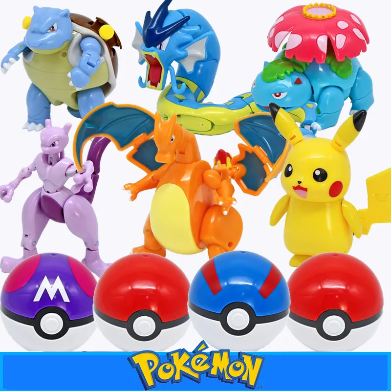 

Takara Tomy Pokemon anime Japanese cartoon Pokeball Figures Toys Pikachu Charizard Squirtle Action Figure Model Dolls Kids gifts
