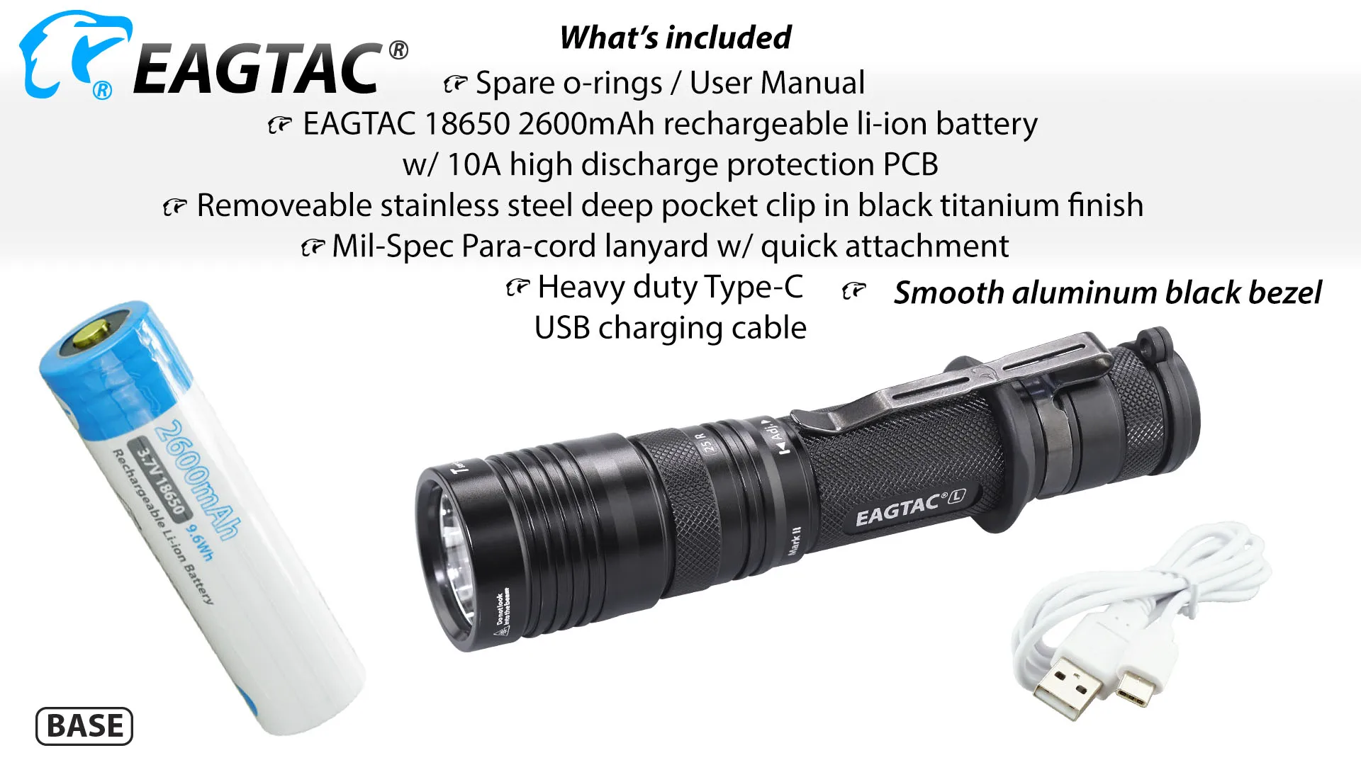 EAGTAC T25LR 2200 люмен супер мощный тактический фонарь USB Перезаряжаемый Фонарь 18650 аккумулятор в комплекте для охоты