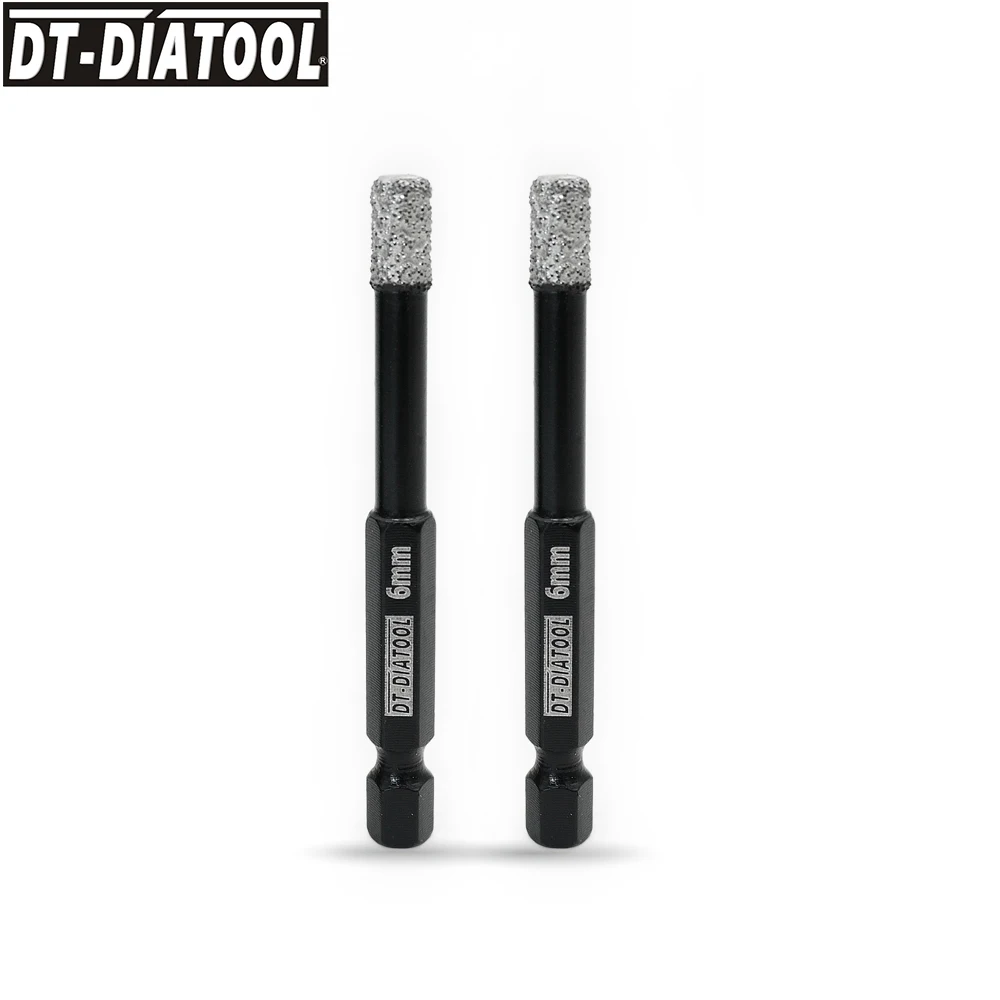 

DT-DIATOOL 2pcs/set quick-fit shank Dry Diamond Drilling Core Bits Hole Saw Cutter For Granite Marble Stone Dia 6/8/10/12/14MM