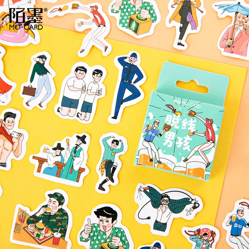 

46 Pcs/Box Momo Cute Cartoon boy mini decoration paper sticker decoration DIY album diary scrapbooking label sticker