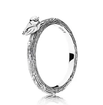 

Authentic 925 Sterling Silver Ring Spring Song Bird Rings For Women Wedding Party Gift Europe Fashion Jewelry