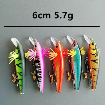

2019 new Swolfy 5pcs 60mm 5.7g Sinking Minnow Hard bait Fishing Lures Mini Minnow Treble hook Artificial bait