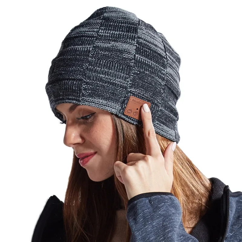 Вязаная шапка для Bluetooth V5.0, съемные bluetooth-стереонаушники, наушники, шапка бини, головной убор