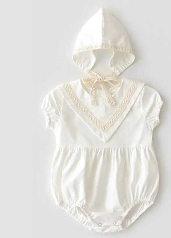 Одежда для малышей ползунки принцессы летние комбинезоны для маленьких девочек кружевной комбинезон с вырезами платье принцессы Одежда для новорожденных - Цвет: White
