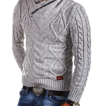 ZOGAA осенне-зимний мужской свитер на молнии с длинным рукавом, v-образный вырез, теплый вязаный пуловер, мужские повседневные облегающие свитера, трикотаж размера плюс