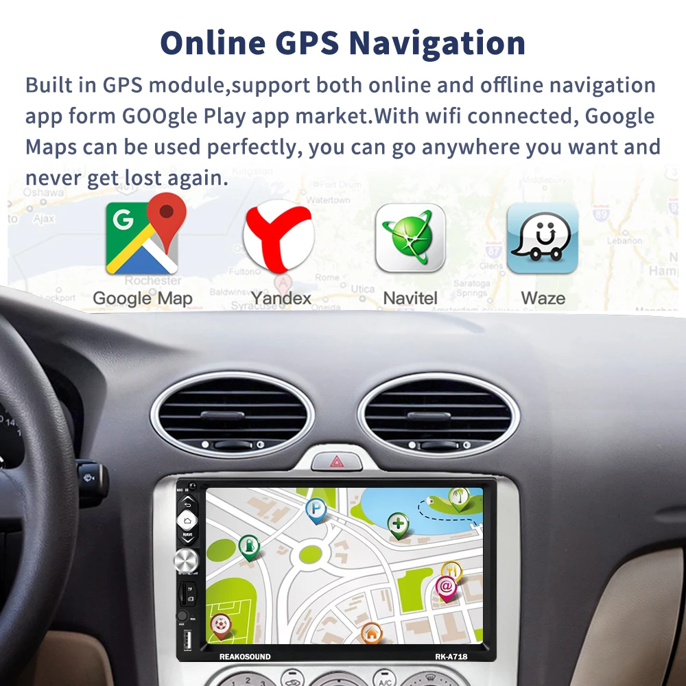 Автомагнитола AMPrime мультимедийная стерео система на Android с 7 &quotGPS Wi Fi Bluetooth 1/16 ГБ FM