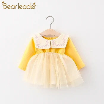 

Bear Leader Newborn Girl Autumn Long Sleeve Ball Gown Dress 2020 New Baby Girls Solid Mesh Patchwork Cute Princess Dresses 6-24M