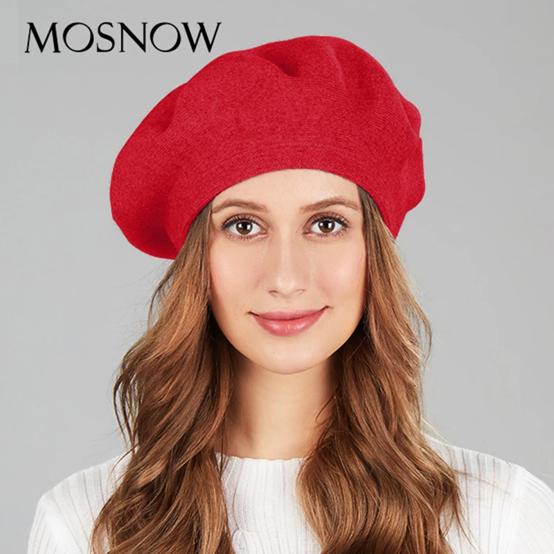 

Fashion Beret Hat Women Soft Wool Beret Cap Girl Knitted Beret Solid Color Slouchy Lady Winter Caps Bone Warm Female Beanie Hat