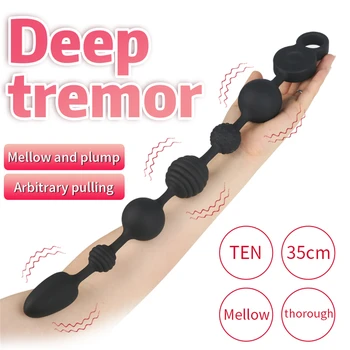 Long Anal Beads Plug Vibrator Silicone Vibrating Butt Plug Sex Toys For Men Women Gay Vaginal Anal Balls Prostate Massage Toys 2
