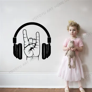 

Headphones Vinyl Wall Decal Rock Music Musical Art Teen Room Stickers Mucis Design Wallpaper Mural Music Room Studio Decor rb604