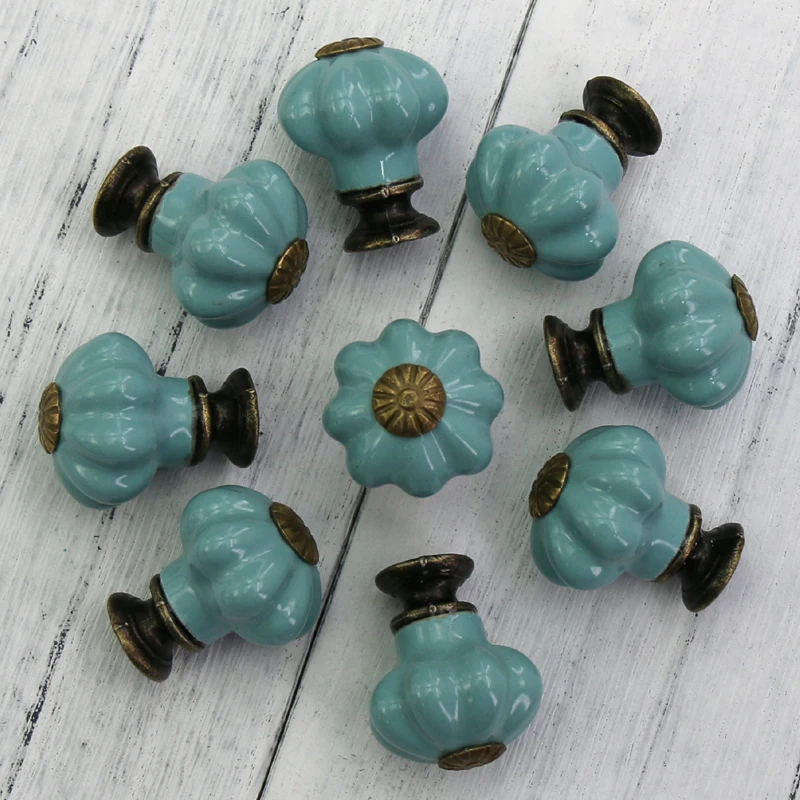 

10PCS Vintage Ceramic Knobs and Handles Door Cupboard Drawer Small Pull Knob Handle,Furniture Hardware
