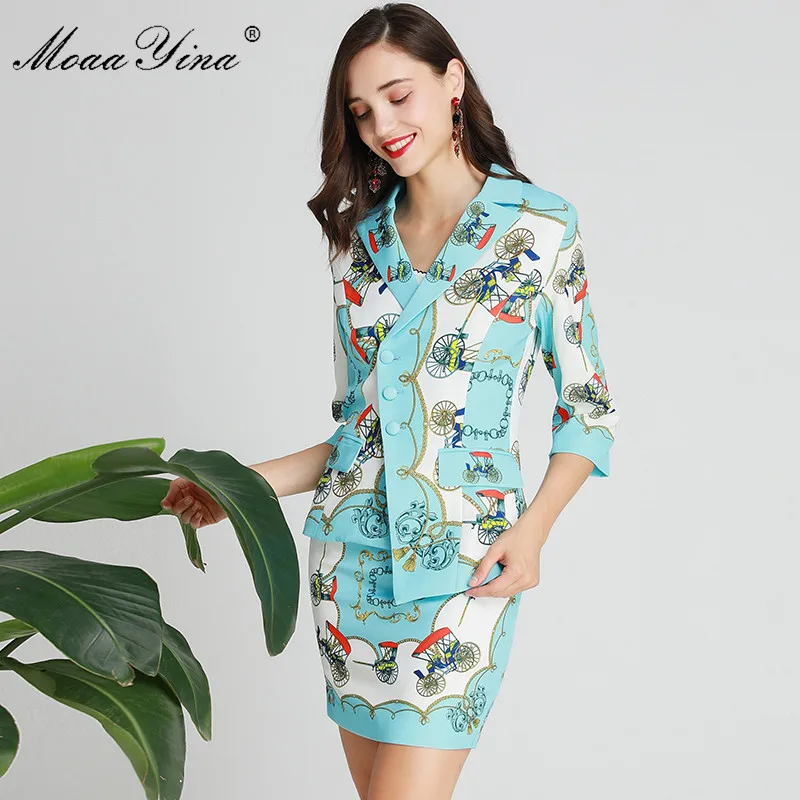 

MoaaYina Fashion Designer Set Spring Summer Women Asymmetrical Suit Tops+Elegant Short skirt Two-piece suit