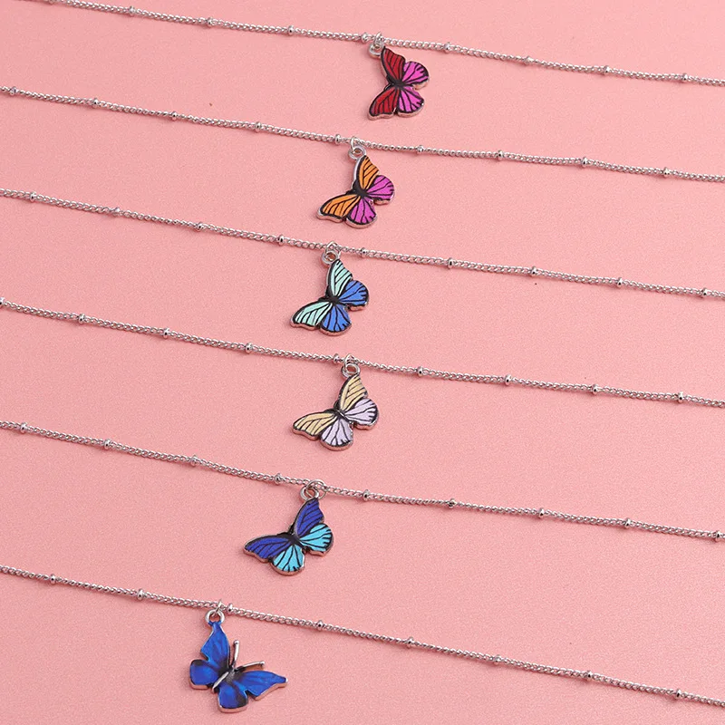 Bohemian Cute Blue Butterfly Choker Necklace for Women Clavicle (10)