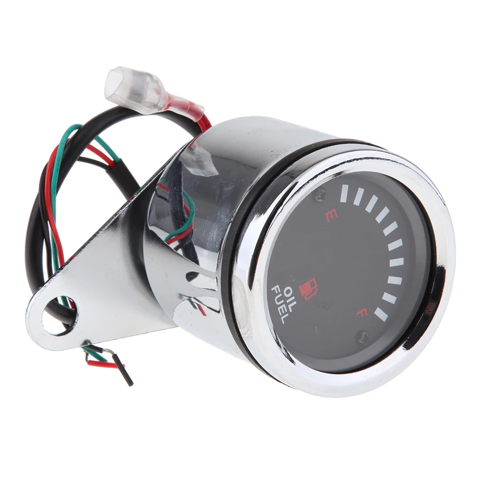 2.56 inch 65mm Universal Motorcycle Car Fuel Level Meter Gauge 12V LED Light Display