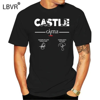 

Castle Tv Series T-Shirt Nathan Fillion - Stana Katic Signatures Shirt Black Men Colorful Tee Shirt