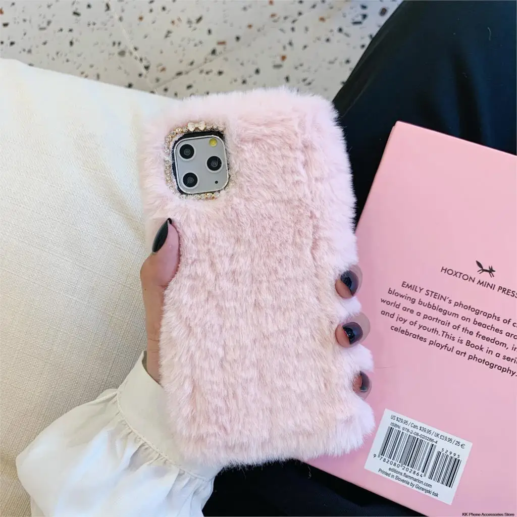 Rabbit Fluffy Hair Case For iPhone 11 Pro Max 6 6s 7 8 Plus X 10 XR Warm Furry Back Cover For iPhone XS Max 5 5s SE Phone Cases