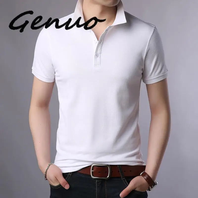 

Genuo 2020 New Fashion Brands Polo Shirt Men's Cotton Summer Slim Fit Short Sleeve Solid Color Boys Polos Casual Mens Clothing