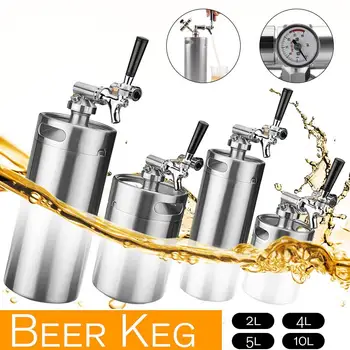 

2/4/5/10L Durable Stainless Steel Mini Beer Keg Pressurized Growler for Craft Beer Dispenser System Home Brew Beer Brewing