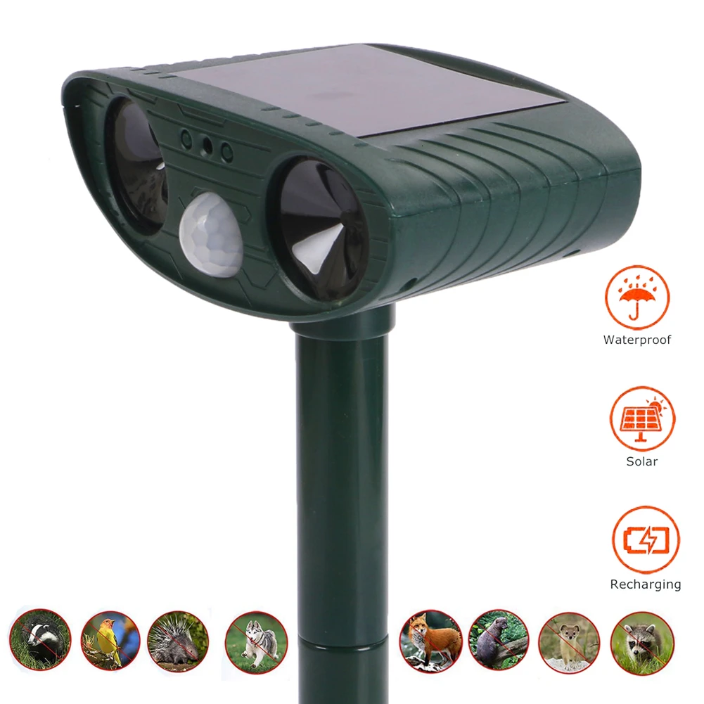 

Solar Ultrasonic Pest Repeller Cat Dog Fox Deterrent Chaser Repellent Infrared Sensor Mosquito Killer Rodent Repeller For Garden