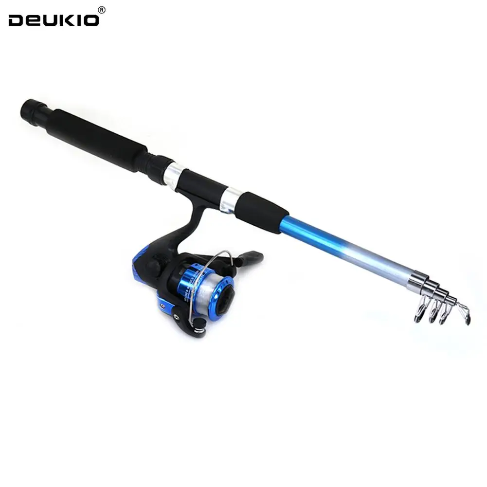 DEUKIO High Strength Scalable Fishing Rod + Spinning Reel Fishing Kit
