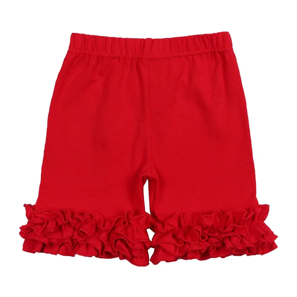 Хлопок, для девочек шорты с оборками, летние однотонные штаны для маленьких девочек от 12 месяцев до 8 лет, одежда для детей лучшее сочетание - Цвет: red