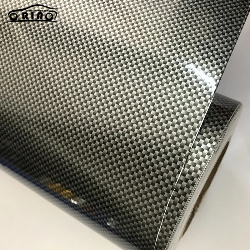 2D Square Silver Carbon Fiber Vinyl Film Wrap-4