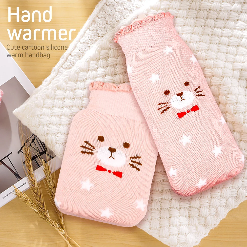 Hot Winter Warm Water Bottle Bag Silicone Microwave Heating with Cover