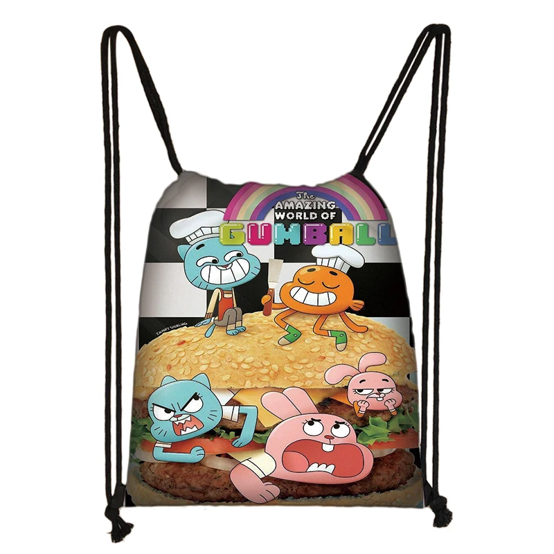 Удивительный мир Gumball мультфильм девочек Детский рюкзак со шнурком покупки Школы Путешествия вечерние сумки подарок 38*32 см - Цвет: 006