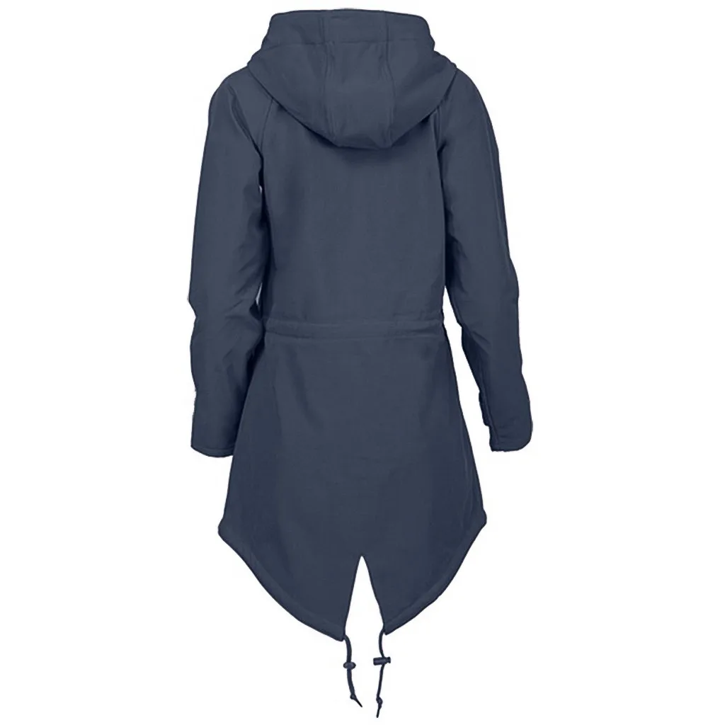 Jaycosin Fashion Women Winter Warm Solid Rain Jacket Outdoor Hoodie Coat Stylish Long Sleeve Comfortable Windproof Long Coat18#4