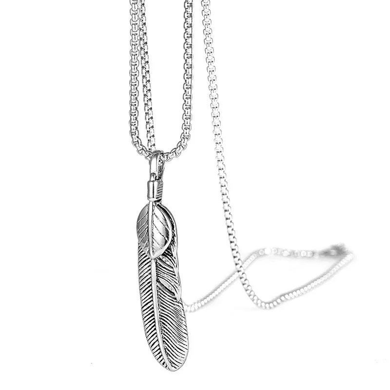 Jewelry Stainless Steel Necklace Male Personality Hiphop Feather