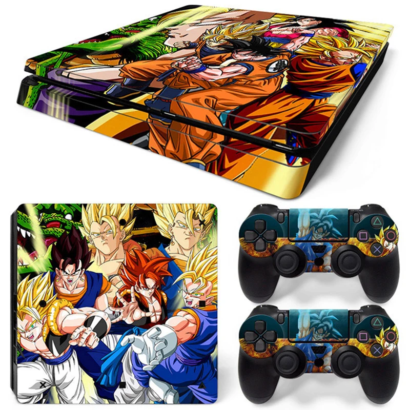 Hot Anime Goku Sticker Cover Wrap Protector Skin For Sony PS4 Slim Console & 2PCS Controller Skin Decal For PS4 Slim 