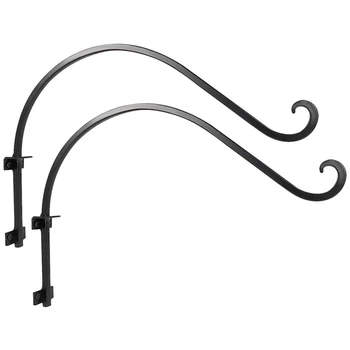 

16 Inch Wrought Iron Forged Solid Thick Outdoor Hanging Bracket Suitable for Birdhouse Plant Hook Flower Basket, 2PCS