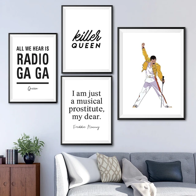 Freddie Mercury Queen Song Lyrics Posters and Prints Music Wall