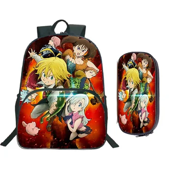

Hot Sale Nanatsu no Taizai The Seven Deadly Sins Students Fashion Beautiful Pattern Backpack (2pcs Set/Backpack+pencil Case)