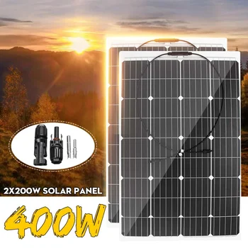 

400W/200W 18V Solar Panel Semi-flexible Monocrystalline Solar Cell DIY Cable Efficient Outdoor Connector Solar Battery Charger