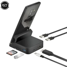 8 в 1 Type C концентратор док-станция для телефона Подставка для телефона USB C/USB 3,0/2,0 HDMI устройство для чтения карт SD TF зарядное устройство набор ...