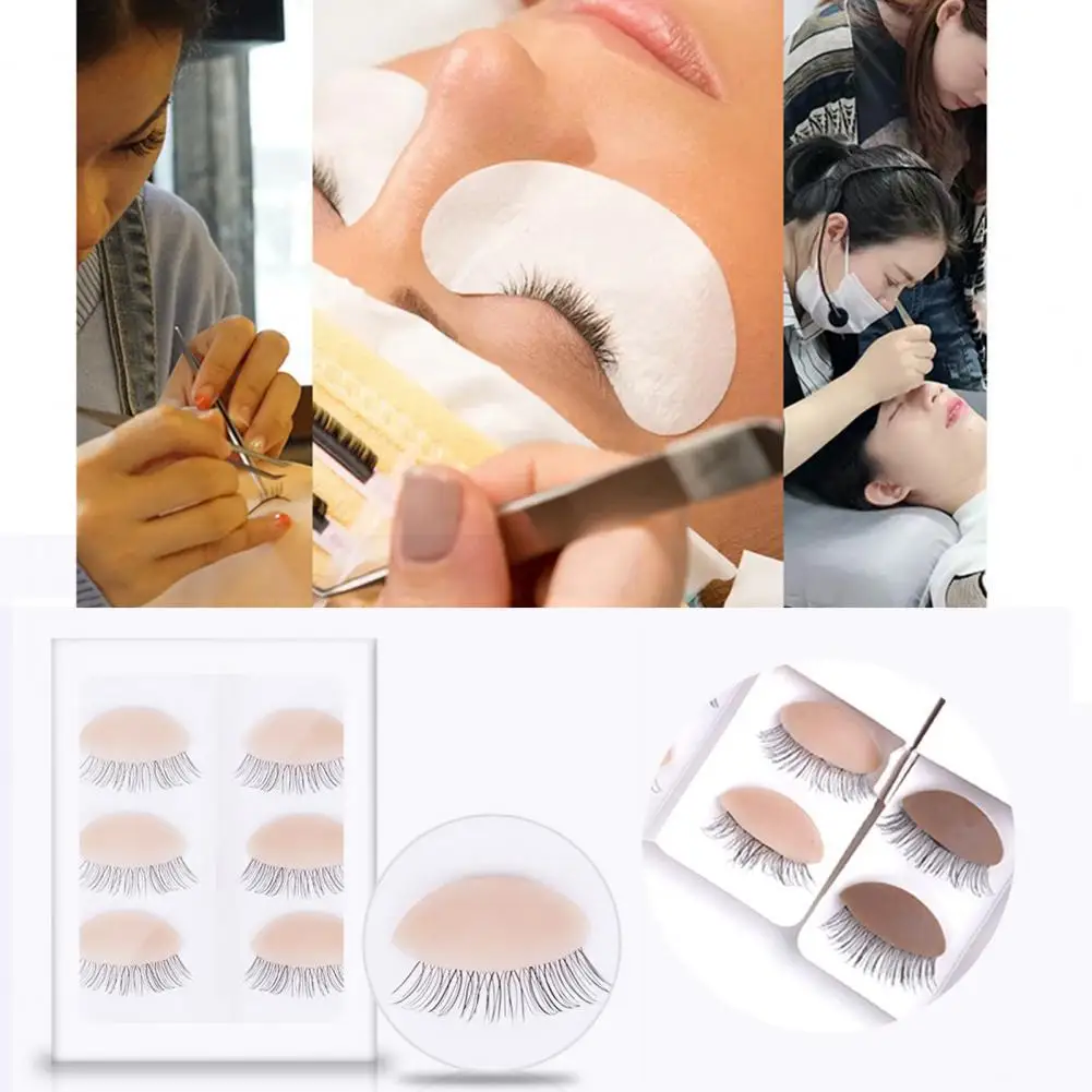 

3 Pairs False Eyelash Exquisite Silicone Wear-Resistant for Female Mannequin Head Eyelash Head Model Eyelash